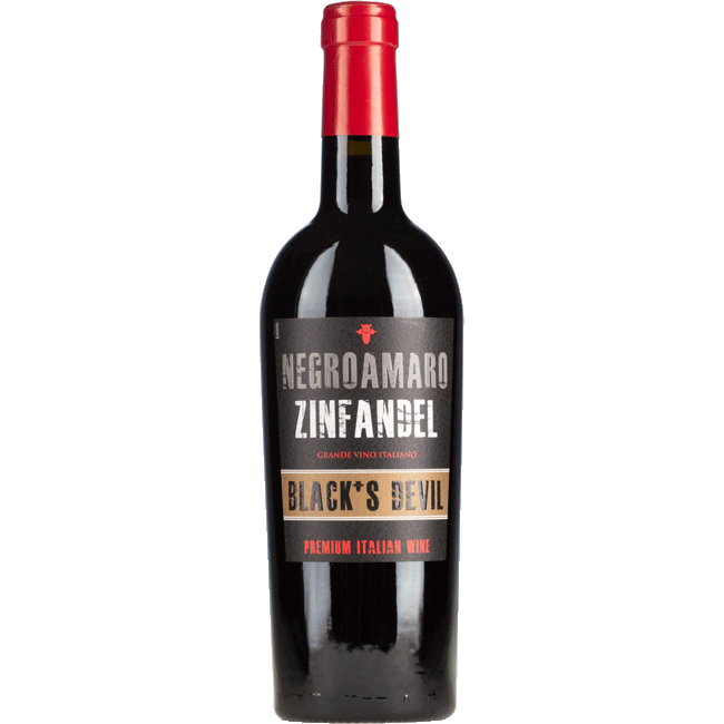 BLACKS DEVIL ZINFANDEL NEGROAMARO PUGLIA O,75LITER ( ds 6 fles)